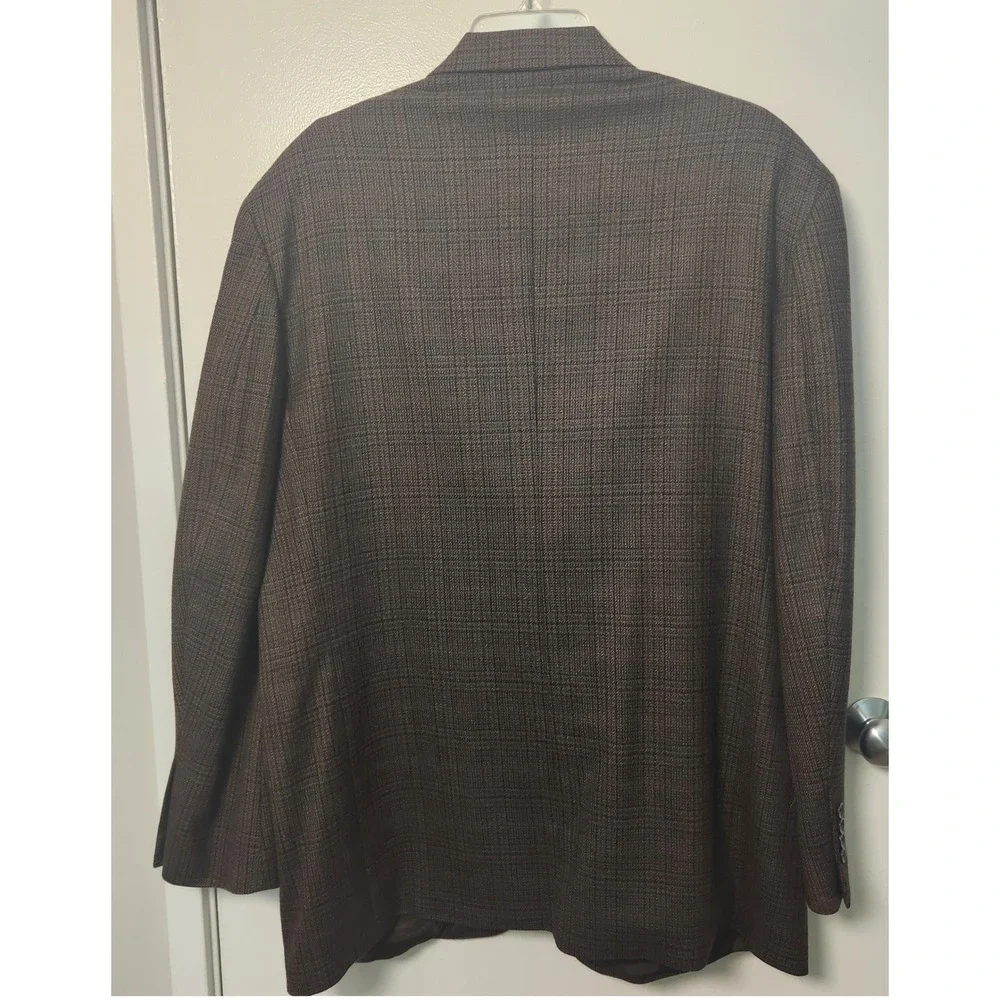 Oscar de la Renta Men's Brown Sportscoat Blazer Lambswool‎ Cashmere Blend 46L